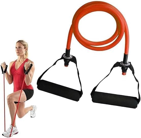 Smart Sport Premium ness Resistance Tube Bands | Home Outdoor Sports & Travel Ideal Solution for Travel (Red)