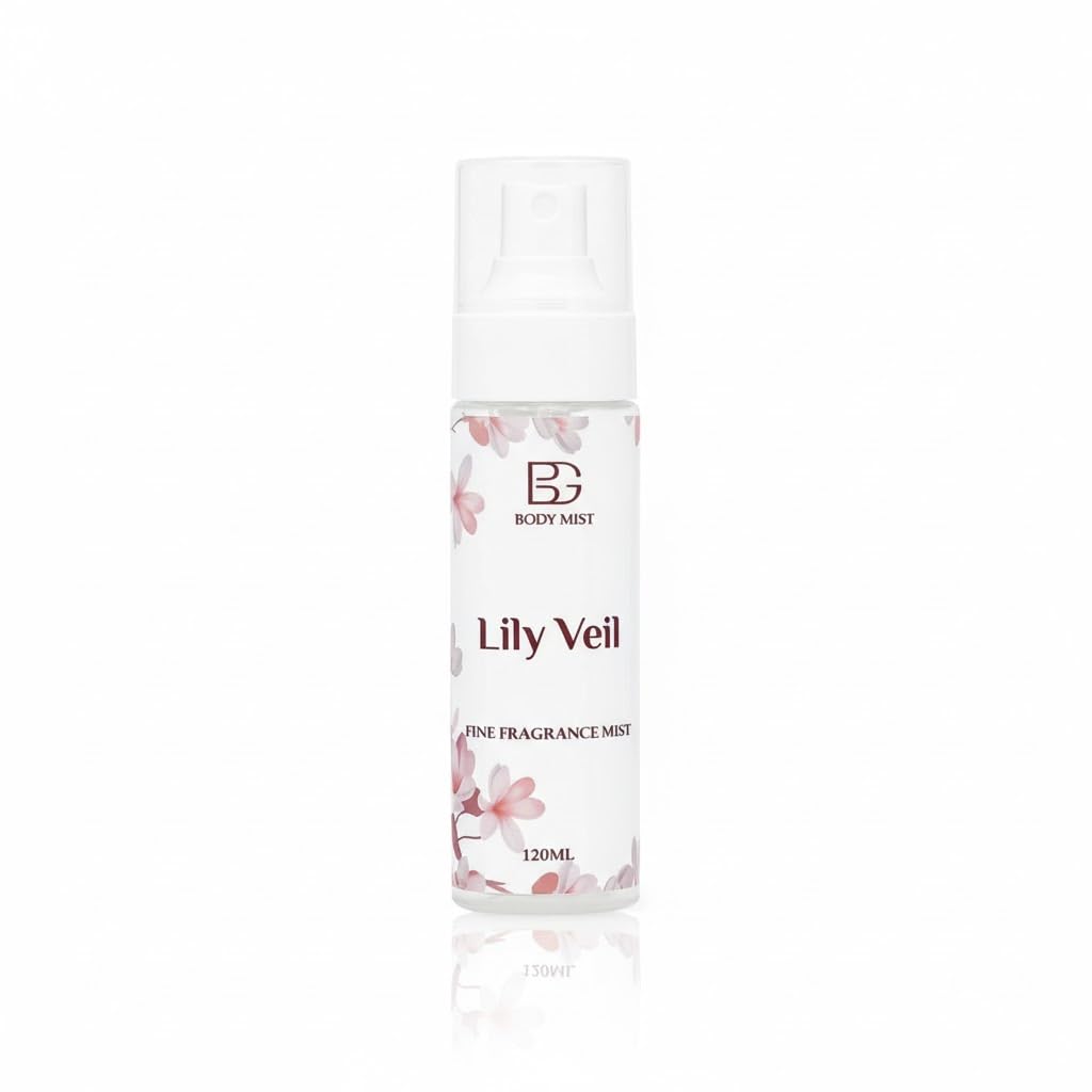 BG Lily Veil Body Mist Spray for Women – Light Floral Fragrance with Soft Lily Notes, Long Lasting Refreshing for Daily Use, Gentle Skin Friendly Scent Spray for Home, Office, Travel – 120 ml