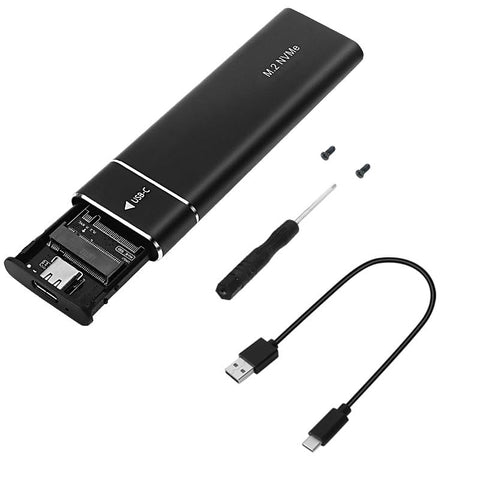 M.2 NVMe SSD Enclosure, USB 3.1 10 Gbps, External Aluminium Enclosure for PCIe M-Key SSDs, with USB-C Cable (Black)