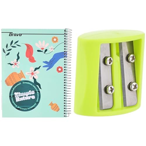 Bravo Stationery Bundle: A4 Hardcover Notebook 145 Sheets + Maayergy Plastic Sharpener 2 Eyes
