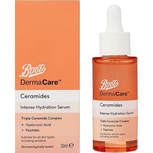 Boots DermaCare Ceramides Intense Hydration Serum, Triple Ceramide Complex with Hyaluronic Acid and Peptides, 30ml