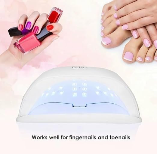 Nail Dryer Uv Led Lamp 126 W, Gel Polish Curing Lamp For Manicure And Pedicure, Smart Sensor With Timer, Large Space For Hands And Feet, Model Xplus (White)
