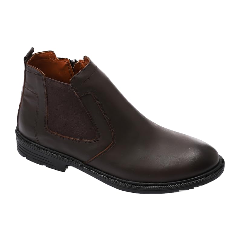 Men's Leather Half Boot - Elegant And Modern Design, Made From Materials, Suitable For Work And Occasions, With Inner Lining And Comfortable Medical Insole