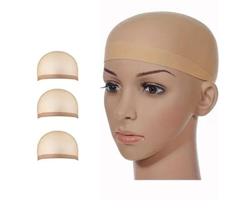 Unisex Nylon Wig Caps for Hair Cover,3PCs (Beige)