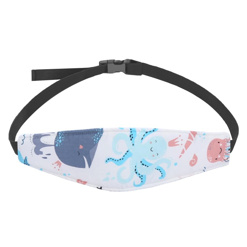 fashion mania Baby Carseat Head Support,STEVE YIWU Head Support Band for Car Seat Naps Stroller Seat Sleeping Headrest Adjustable Car Seat Head Band Suitable for All-Aged Kids (Whales and octopuses)
