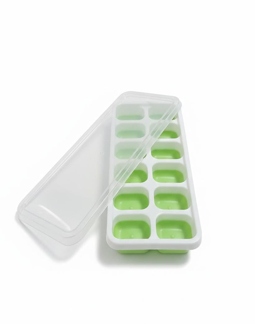 Spaceshoop 12-Slot Flexible Ice Cube Tray with Spill-Resistant Lid 1 Piece Multi Color