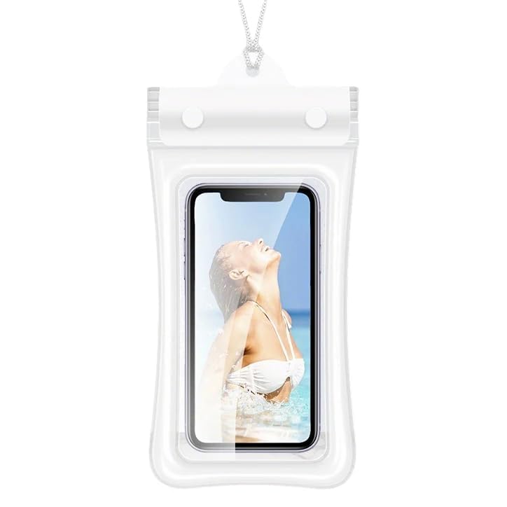 Nopatia Floating Waterproof Phone Case [Up to 7.0" Screen], Floating Swimming and Diving Case with Neck Strap, Compatible with iPhone, Samsung and All Phones (White)