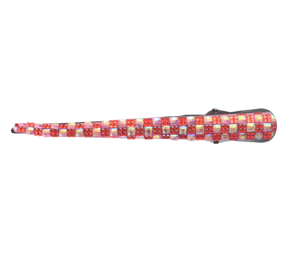 Daphne Metal Hair Claw Clips Set With Disko Design For Girls - Red