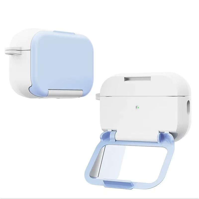 New TPU Earphone Case Airpod AirPods Pro 2 Case Cover 2022 with Mirror Shockproof Charging Box Sleeve Foldable Protector Earbuds Shell for AirPods Pro 2023/2022/2019 (Light Blue)