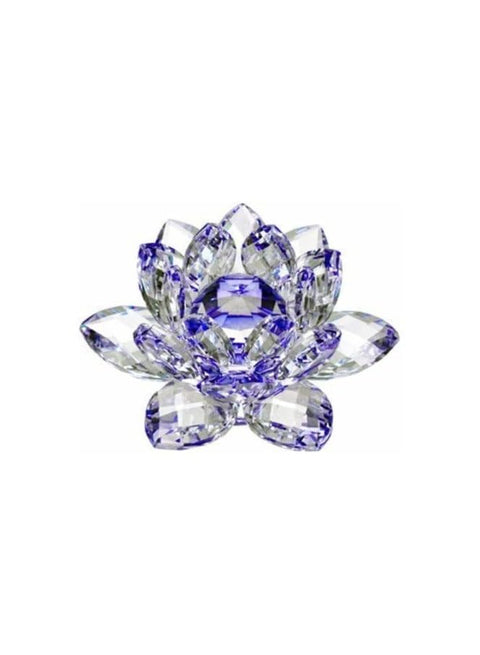 Julia Store Clear Crystal Lotus, Sparkle Crystal Flower, Hue Reflection, Glittering,Purity, Good Fortune,Wisdom,Feng Shui Ornaments,Home Decor,Party,Photography (5.5"/14cm, Blue)