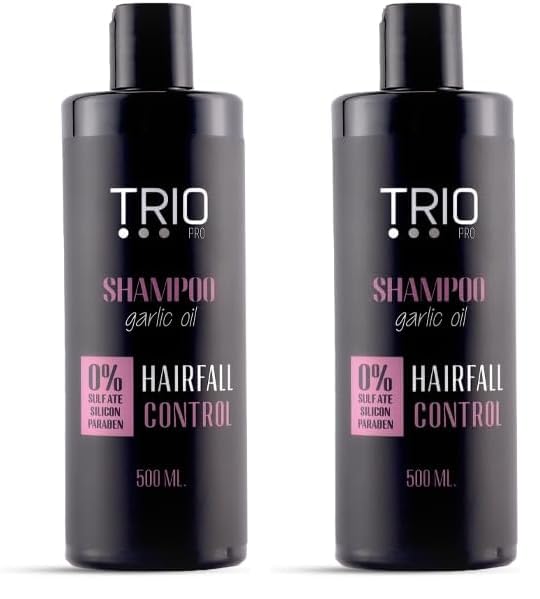 TRIO PRO shampoo Free sulfate/silicon/paraben with Garlic Oil for Anti-hair Fall (Pack of 2)