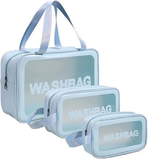 WELLBAY Clear Cosmetic Bag Travel Cosmetic Bag for Women and Girls - 3 Pieces Color Lebony