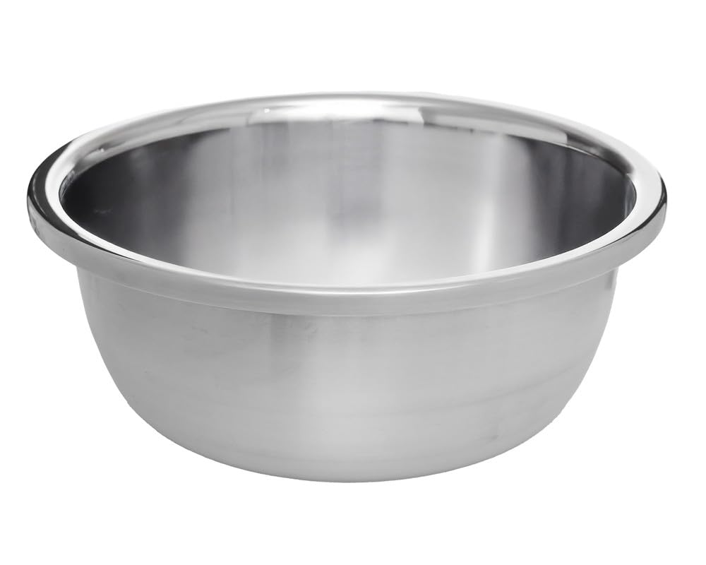 Large Stainless Steel Bowl Multi-Use Dough Preparation Rice Washing Fruit Vegetable Bowl 36cm Silver