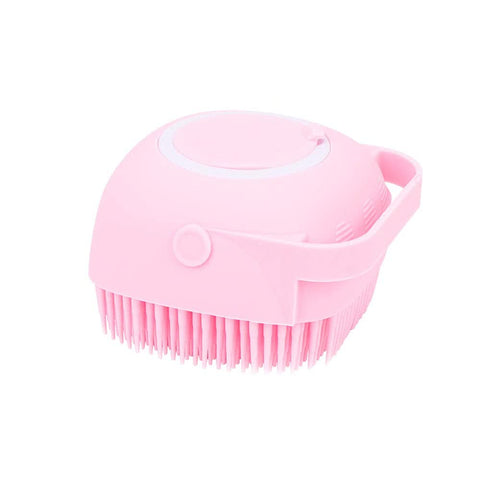 Alexyuk Silicone Massage Bath Brush, Soft Silicone Shower Brush Liquid Soap Dispenser, Body Wash Handheld Bath Scrubber, Hair Shampoo brush Cleaning Exfoliating for women Men Children Pet（Pink）