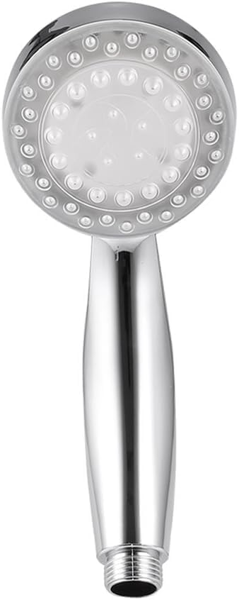 Shower Head LED Handheld Color Changing Showerhead Water Powered Light No Battery Eco Friendly High Pressure Spray For Bathroom Silver