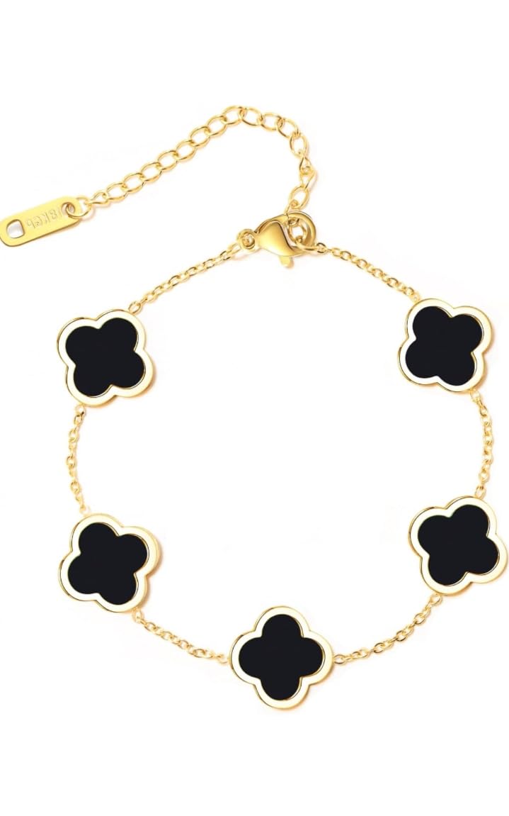 Gold Plated Four Leaf Clover Leaf Bracelet