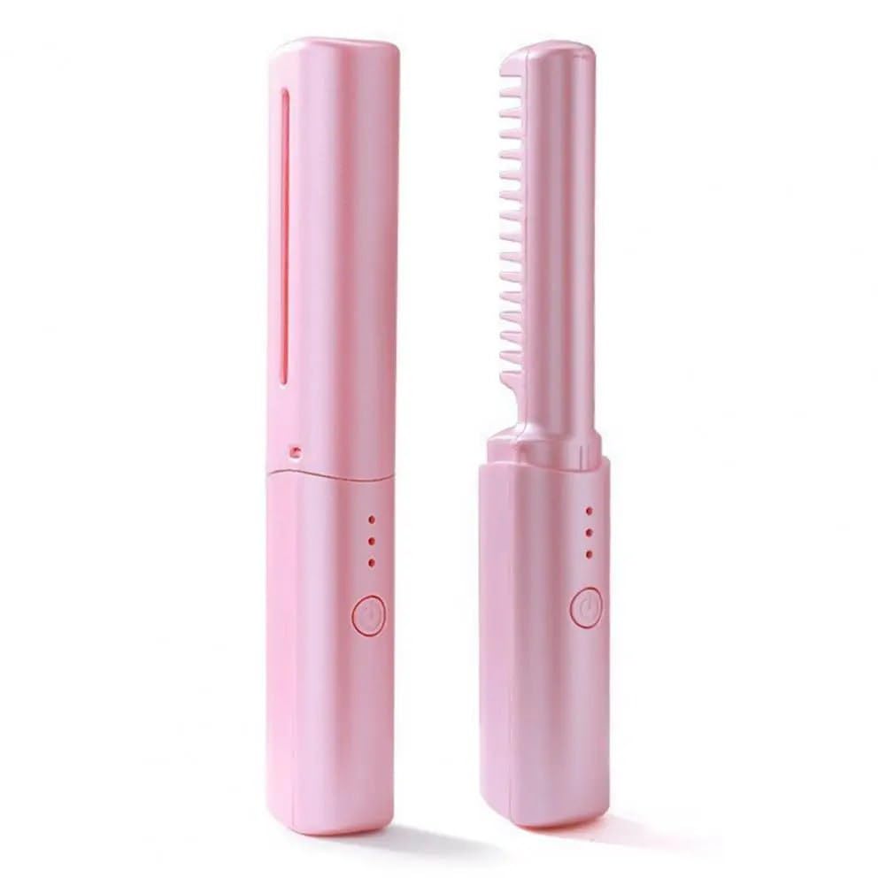 Rechargeable Cordless Hair Straightener Mini Flat Iron with Negative Ions, 3 Heat Settings, Compact Travel Friendly Styling Tool for Smooth and Shiny Hair