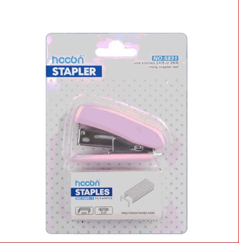 Mini Set – Compact Handheld Stapler Portable Office & School for Desk, Home, or Travel – Cute Pink Design, Durable Metal Construction