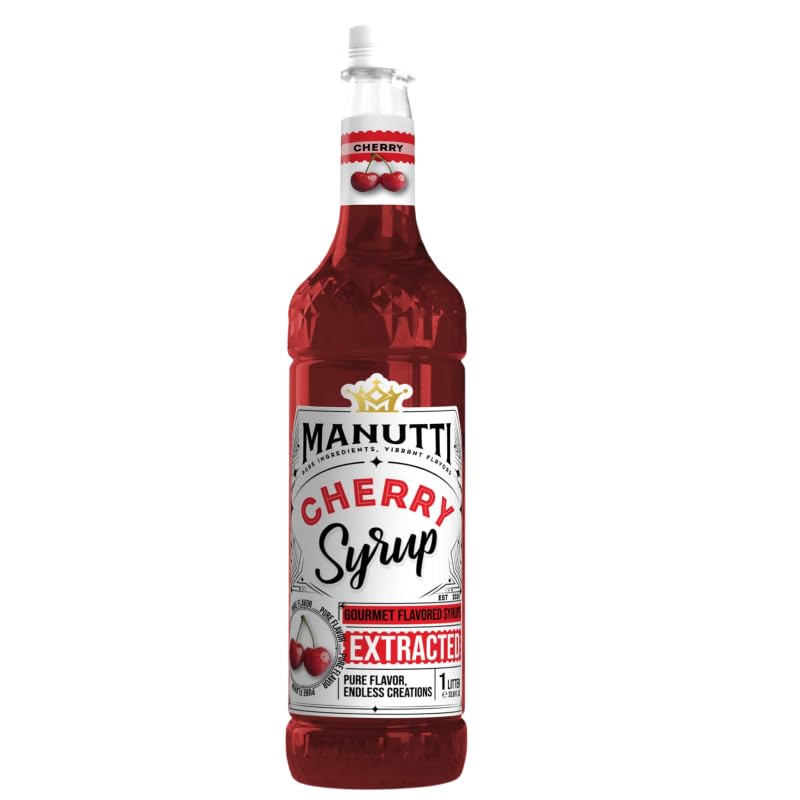 Manutti Cherry Syrup Bottle, 1L - Red