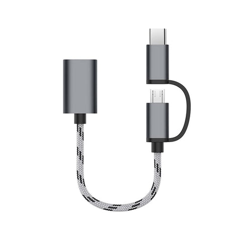 2 in 1 USB 3.0 OTG Adapter Cable Type-C Micro USB to USB 3.0 Interface Charging Cable Line for Cellphone Converter for Cellphone (Color : Gray)