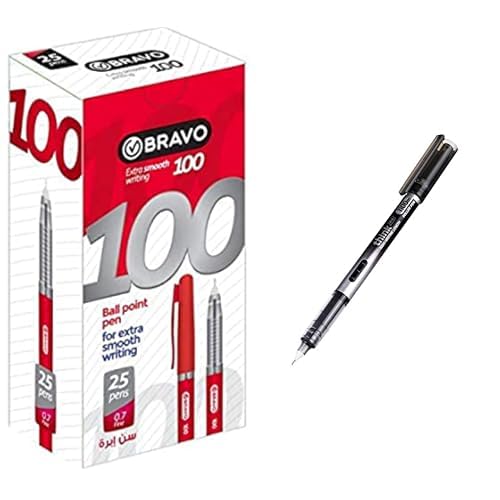 Bravo Stationery Bundle: Sasco Ball Pen Red + Deli Roller Gel Pen Black
