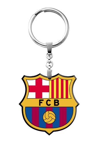 FC Barcelona Keychain, FCB Crest Shield Design, Metal Ring, Football Club Fan Accessory