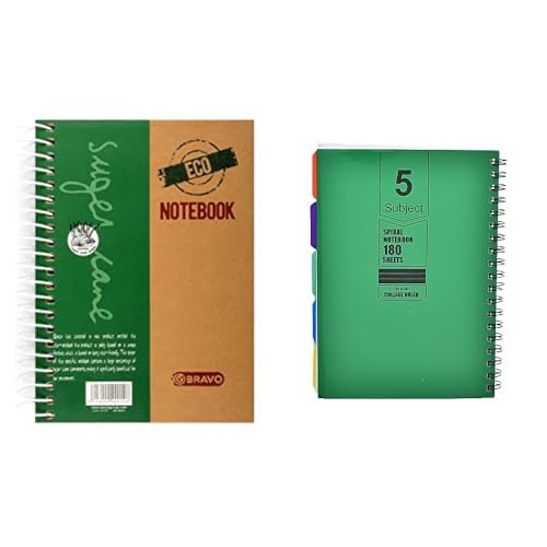 Bravo Stationery Bundle: Sasco Eco Notebook A5 + Maayergy 5 Subject Spiral Notebook B5