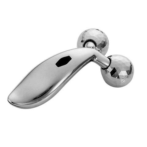 Manual 3D Face & Body Massager Roller – 360° Rotating Skin Lifting Tool for Wrinkle Removal, Firming & Relaxing Massage (Silver)