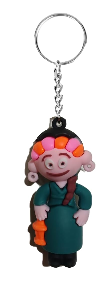 Keychain with Character Basant, Multicolour, Metal Ring with Chain