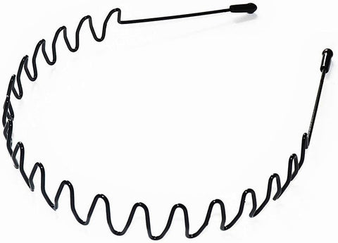 Metal Headband, Feather Wavy Headband Unisex Black Wavy Polished Backwards Non-Slip Sports Hair Band for Women Men (black, One size)
