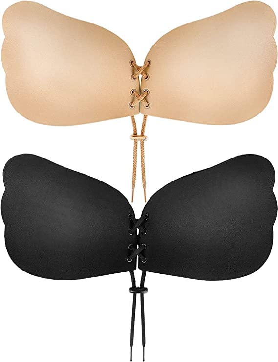 Sticky Bra Invisible Lift up Bra Adhesive Bra Push up Bra Backless Strapless Bra for Women D Beige, One Size