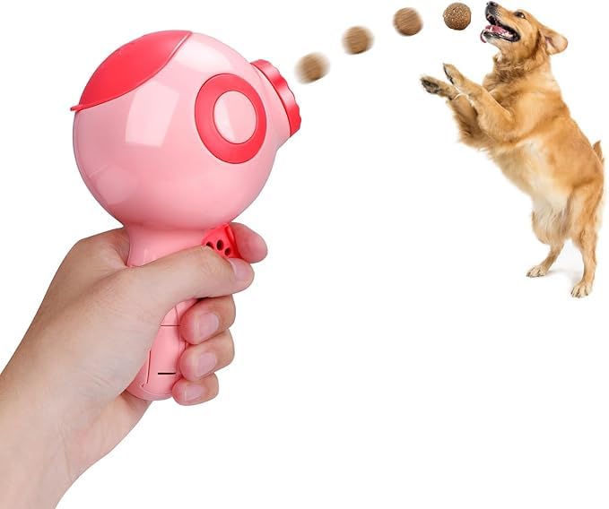 2 in 1 Interactive Dog and Cat Food Launcher with Laser Light - Interactive Food Launcher for Indoor and Outdoor Play (Pink)