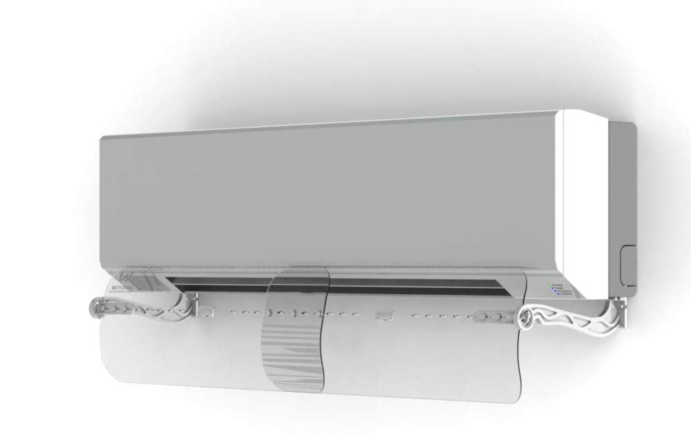Adjustable split air conditioner air flow guide, without wall perforation