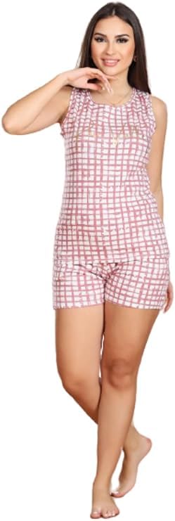 9Street Corner Women's Girls Soft Cotton Plaid Top Shorts Pajamas P1018