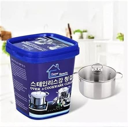Powerful Cleaning Paste 500g - Rust Remover and Grease Cleaner for Stainless Steel Cookware Sinks Tiles and Metal Surfaces - Odor Free Non Toxic Multi Purpose Household Cleaner