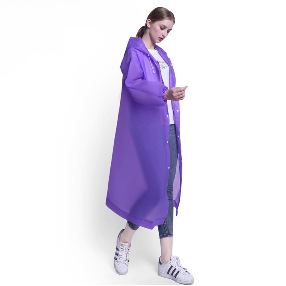 Rain Coats for Adults Reusable - 2 Pack EVA Rain Ponchos Rain Jackets Raincoats for Men Women Plastic Rain Gear (Purple)