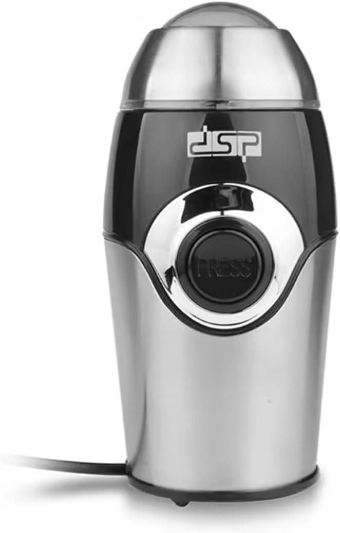 DSP 200W Coffee Grinder with Pure Copper AC Motor – Stainless Steel Bowl & Blades, Secure Lid for Effortless Grinding