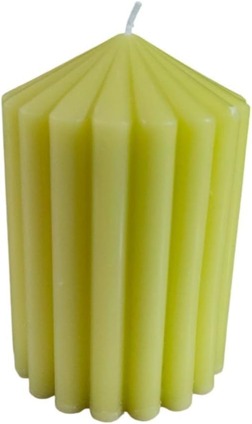 Ribbed Pillar Candle | Soy Scented Candle | Aromatherapy | Corporate Gifting (Yellow)