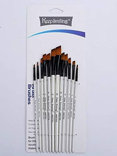 Keep Smiling Angular Brushes with Different Sizes Set 12-Pieces, Black/White
