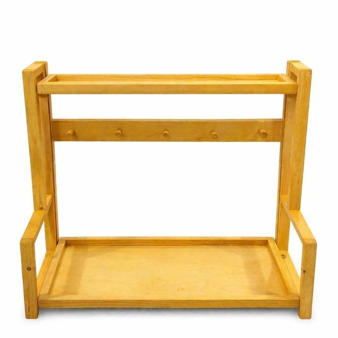 Foldable Wood Coffee Corner Wall Mounted Shelf With Mug Hooks And Organizer For Small Spaces Multi Purpose Kitchen Storage Rack Natural Wooden Finish