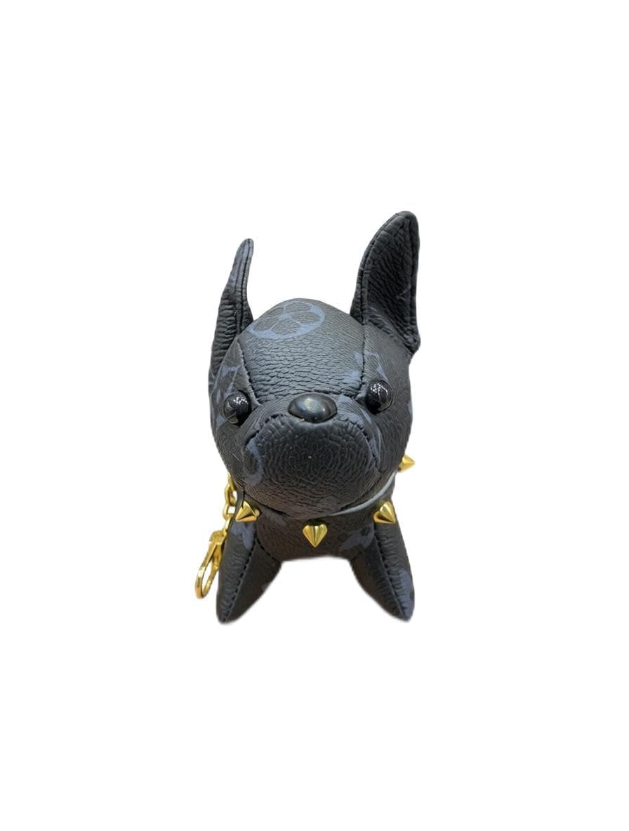 Leather Keychain Dog - Elegant French Bulldog-shaped charm crafted from premium leather and plush cotton, designed for stylish bags and daily carry