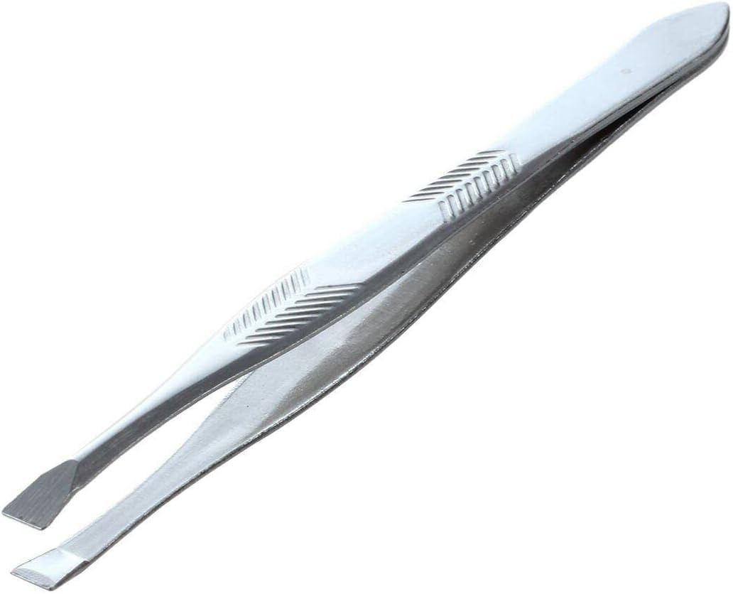 Silver Tone Stainless Steel Long Tweezers for Eyebrows Hair Removal Tweezers,Shave and Hair Removal (3.5 Inches)