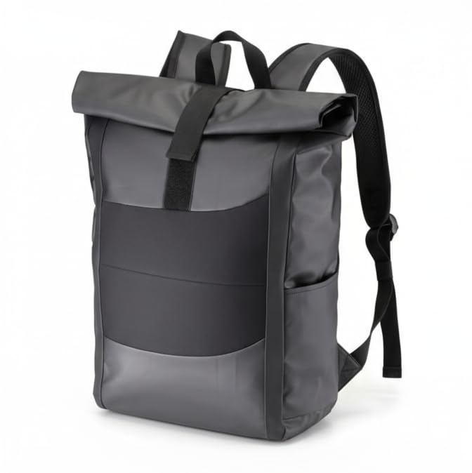 Rolltop 15.6 Inch Laptop Backpack, Weather Resistant with RFID Protection Pocket, Variable Capacity, College Business Backpack