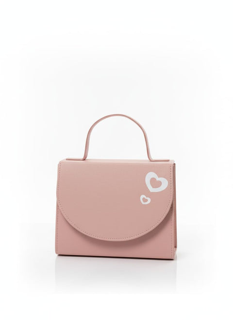 CAN'T BE REAL Pink Cosmetic Bag with Heart Design, Mini Handbag Style, Top Handle, Flap Closure