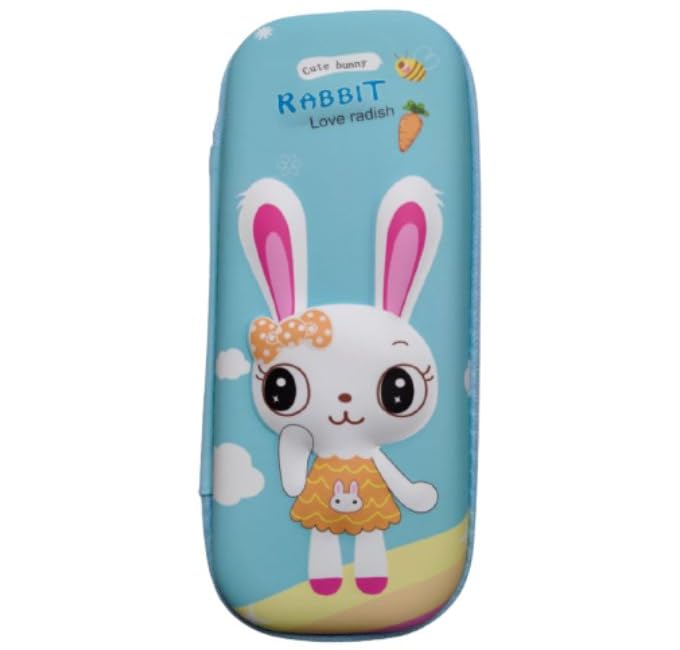 Generic 3D Pencil Case 3D Pencil Cases and Bags for Boys and Girls, Embrace Adventure with Vibrant Colors with (Rabbit) (Light Blue)