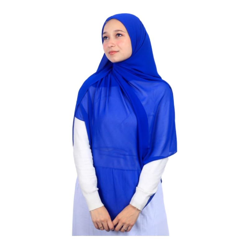 Chiffon Crepe Scarf, 150 x 150 cm, Khimar for Women, Solid Colour, Lightweight