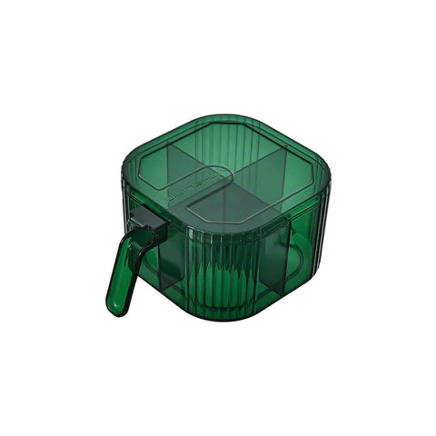 Next Store Acrylic Spice Set 4 Compartments with Spoon Each Compartment, Modern Condiment Organizer with Airtight Lid for Kitchen, Complete Storage Box and Dry Organizer (Green)