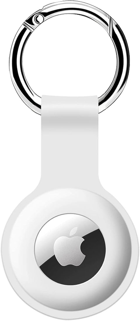 Compatible with AirTag Case Keychain for Tag Holder Silicone for Tags Key Ring Cases Tags Chain for Tags Item Finders Accessories, (White)
