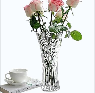 Chic Glass Vase with a modern touch that adds elegance and beauty to any corner of your home, ideal for natural or artificial roses. (Transparent Very Pure Glass)