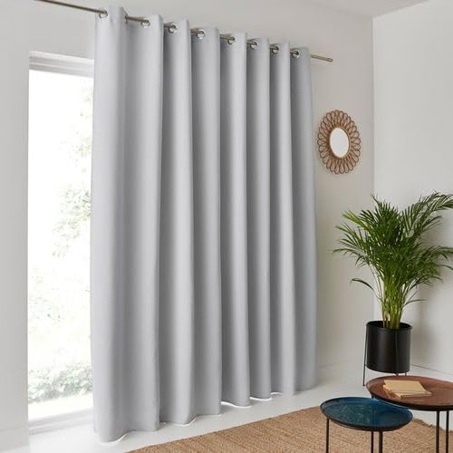 Artex Thermal Insulated Blackout Room Darkening Curtains for Living Room/Bedroom (1 Panel) (Silver, 260W x 270cm